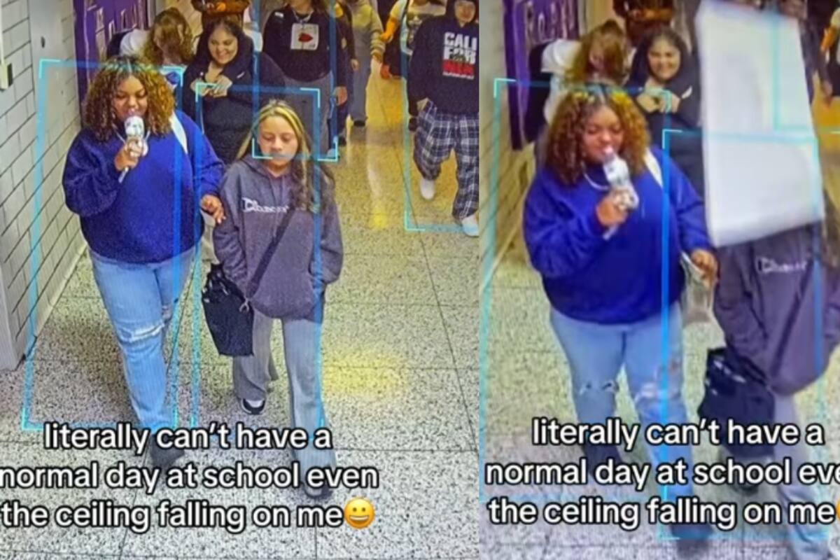 Chica que iba caminando por los pasillos de su escuela es golpeada en la cabeza por un trozo del techo