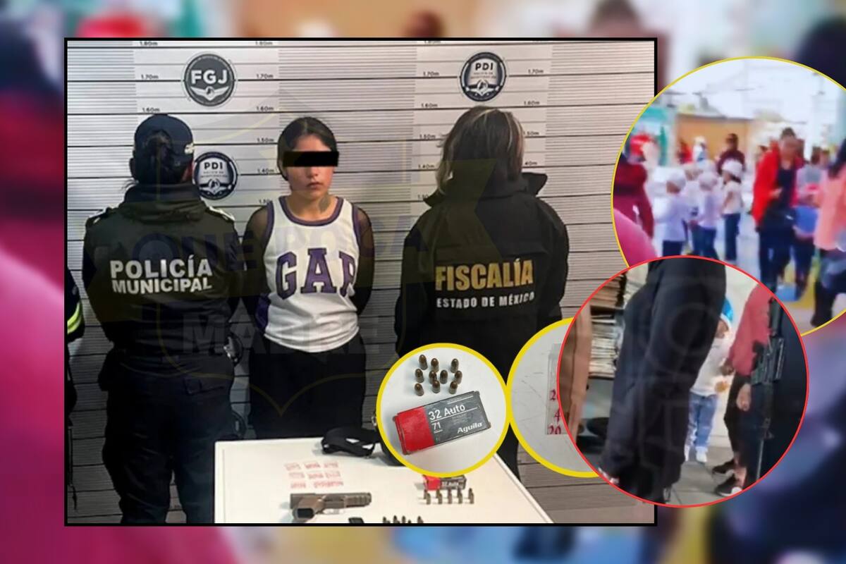 Madre es detenida en pleno festival navideño del kínder de su hijo con un arma y metanfetaminas; difunden VIDEO
