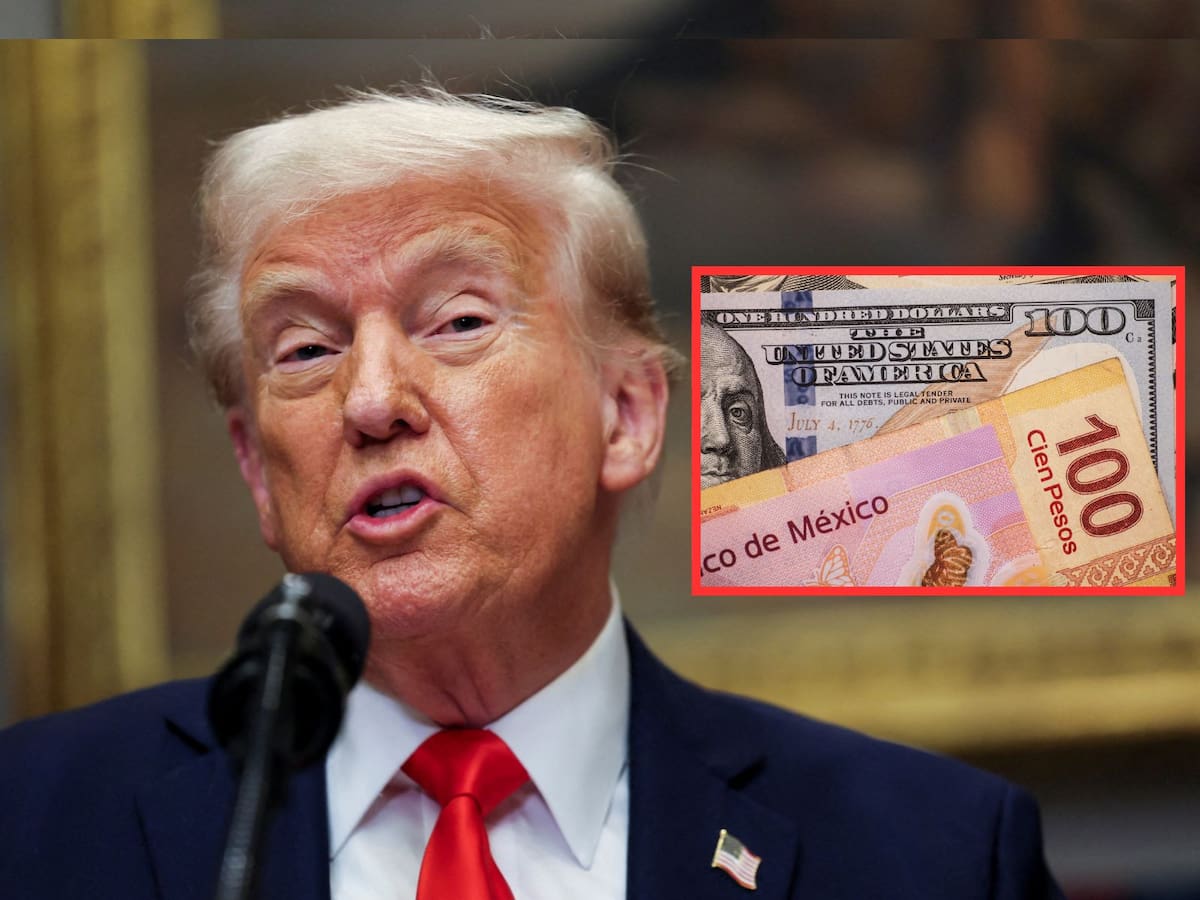 Peso mexicano sufre caída ante el dólar por aranceles de Trump. | Crédito: REUTERS/Canva