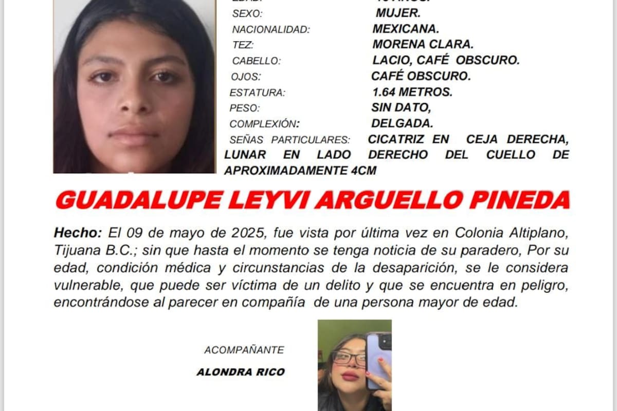 Activan Alerta Amber por Guadalupe Leyvi Arguello Pineda de 16 años