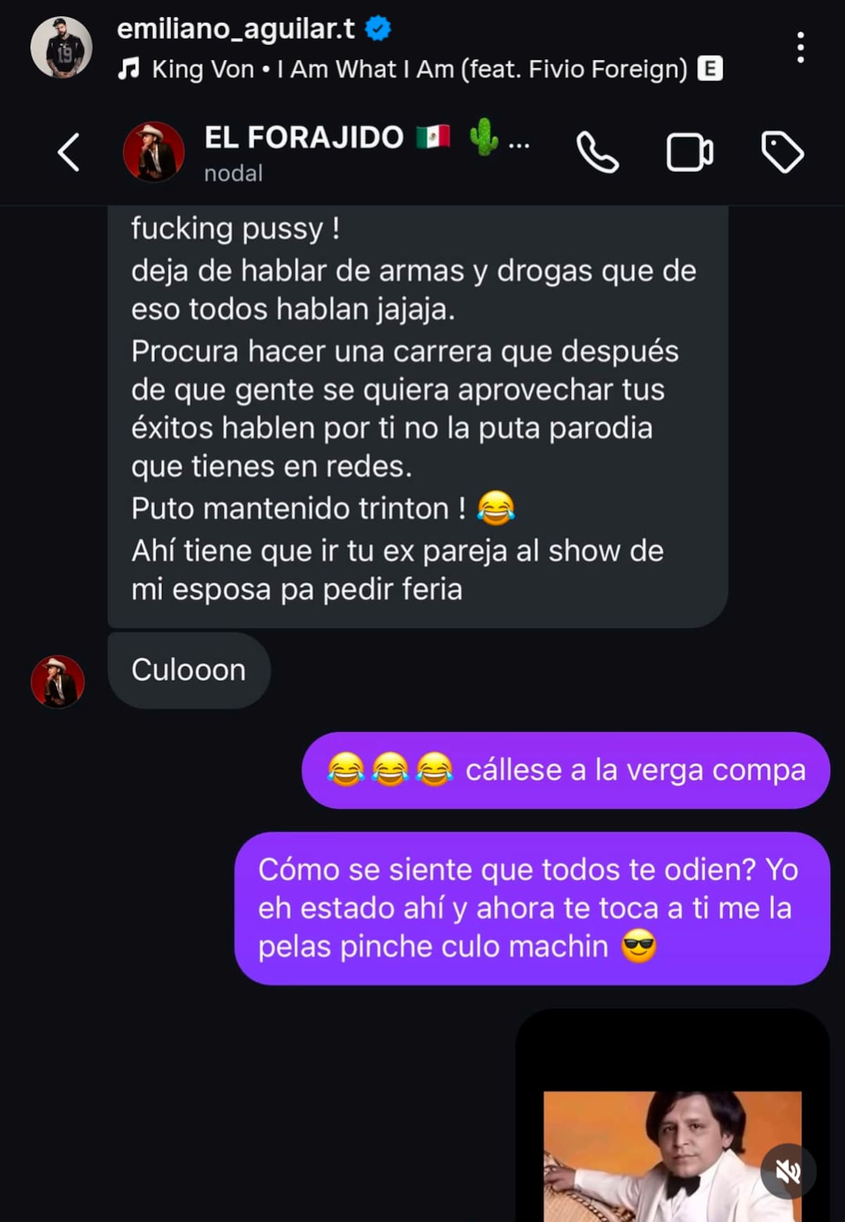 Mantenido y pocos huevos, fueron los insultos que intercambiaron ambos cantantes. Foto: Cortesía