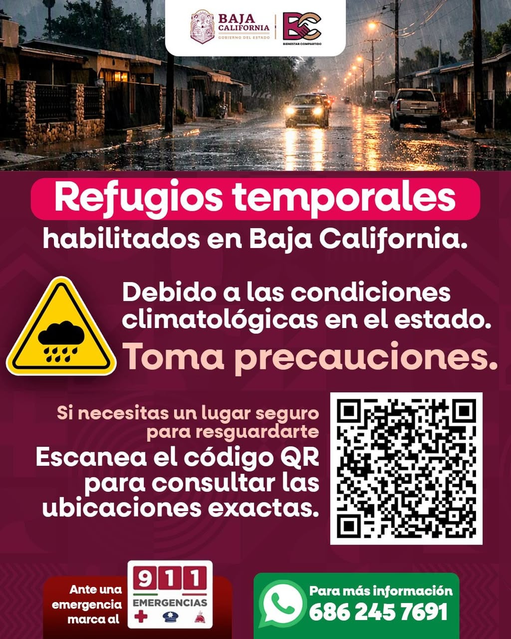 El Servicio Meteorológico Nacional mencionó que los efectos más intensos se esperan durante la tarde y noche de este sábado en San Quintín y Ensenada; madrugada y mañana del domingo en Playas de Rosarito y Tijuana. Foto: Cortesía