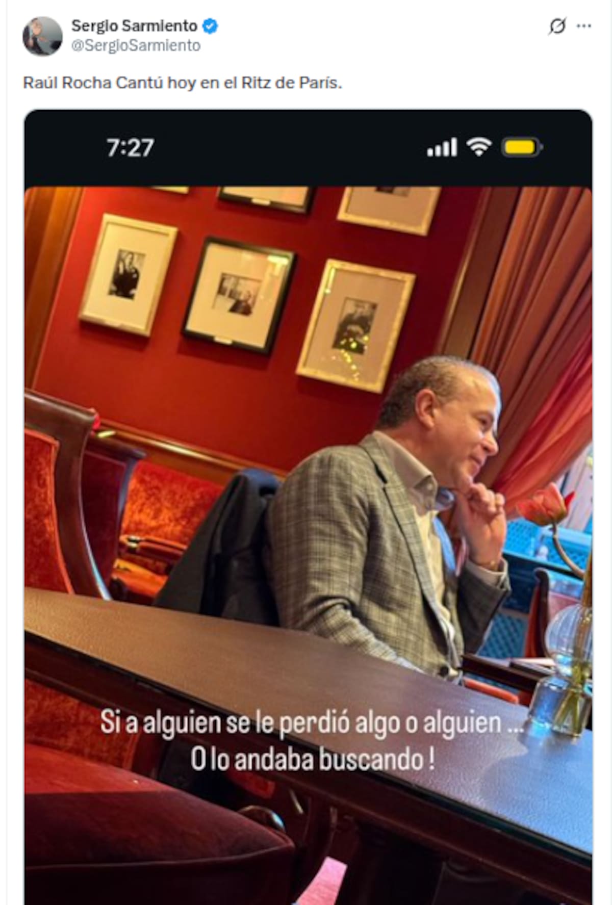 La imagen fue difundida por el periodista Sergio Sarmiento. | Captura de pantalla