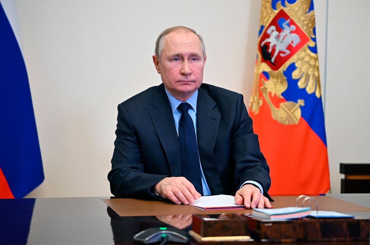 El presidente ruso Vladimir Putin en la residencia Novo-Ogaryovo en las afueras de Moscú el 11 de febrero del 2022. (Alexei Nikolsky, Sputnik, Kremlin Pool Photo via AP, File)