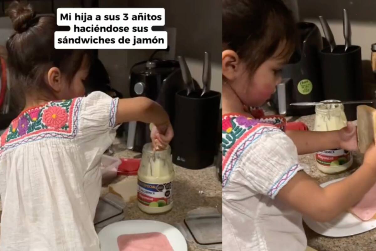 VÍDEO: influencer presume cómo su hija de tres años se prepara sándwiches ella sola en la cocina