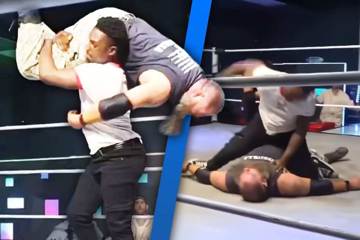 ¡No era guión! Hijo de “Rampage” Jackson propina una paliza y noquea a una estrella de lucha libre