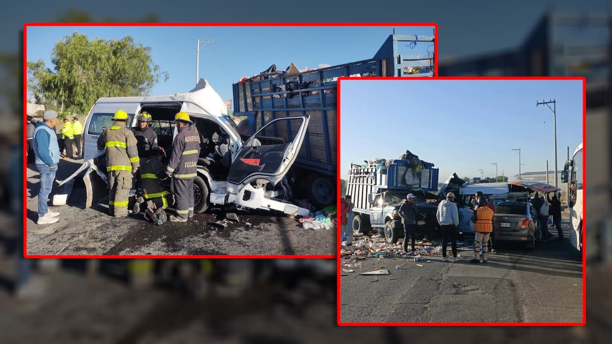 Choque entre combi, camión de redilas y particular termina con saldo de cinco muertos y varios lesionados