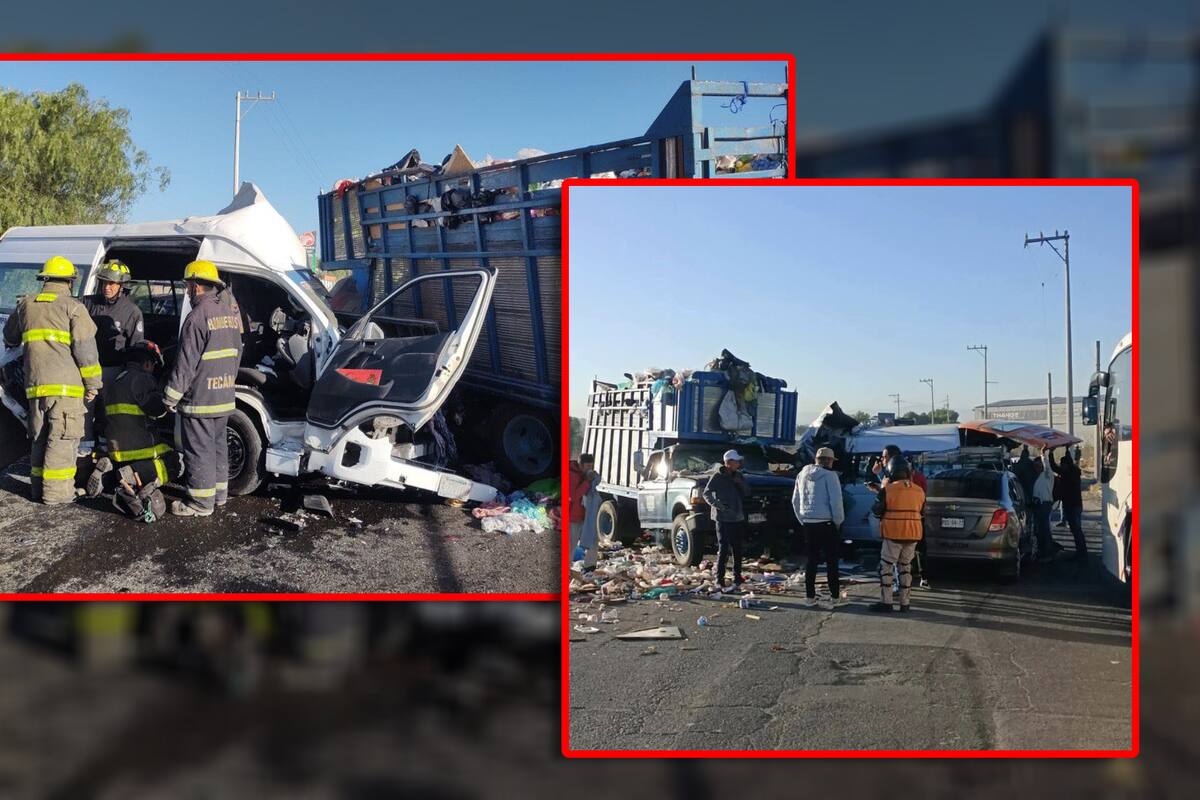 Choque entre combi, camión de redilas y particular termina con saldo de cinco muertos y varios lesionados