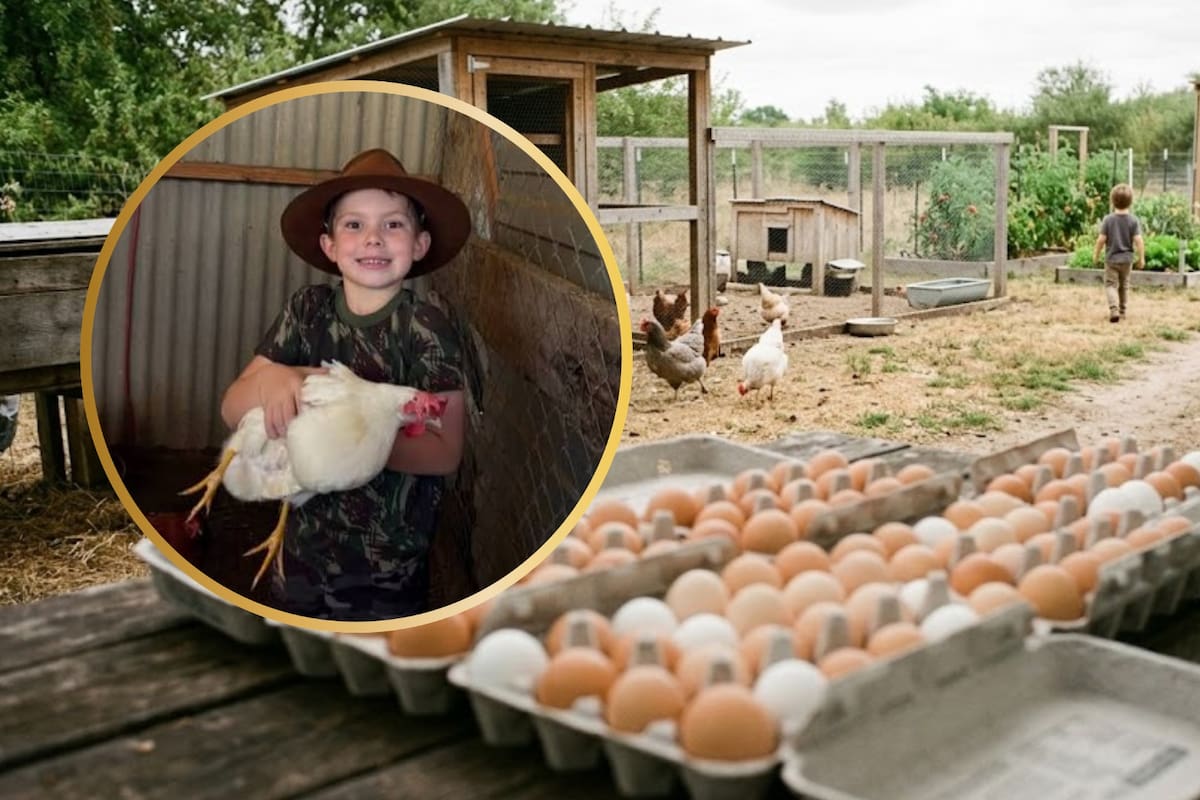Un niño de siete años garantizó el pago de su colegiatura tras crear un sistema comunitario de venta de huevos en el patio de su abuela
