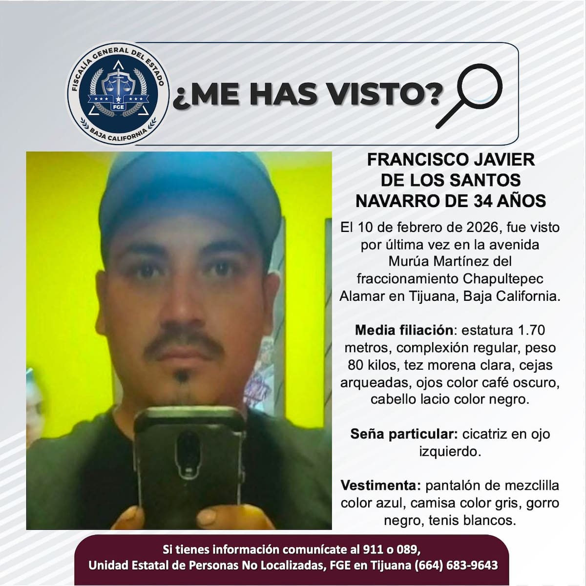 Fue visto por última vez el 10 de febrero de 2026.