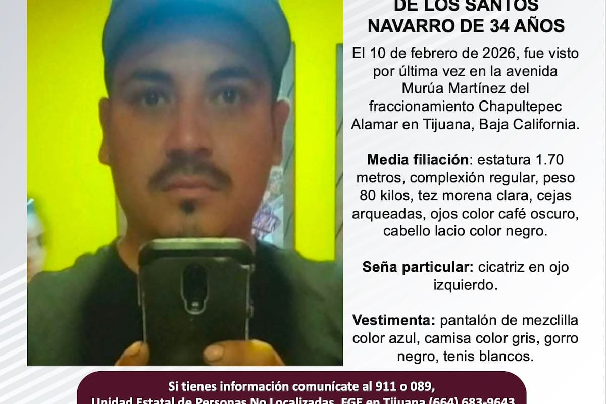 Se busca a Francisco Javier de los Santos Navarro de 34 años de edad