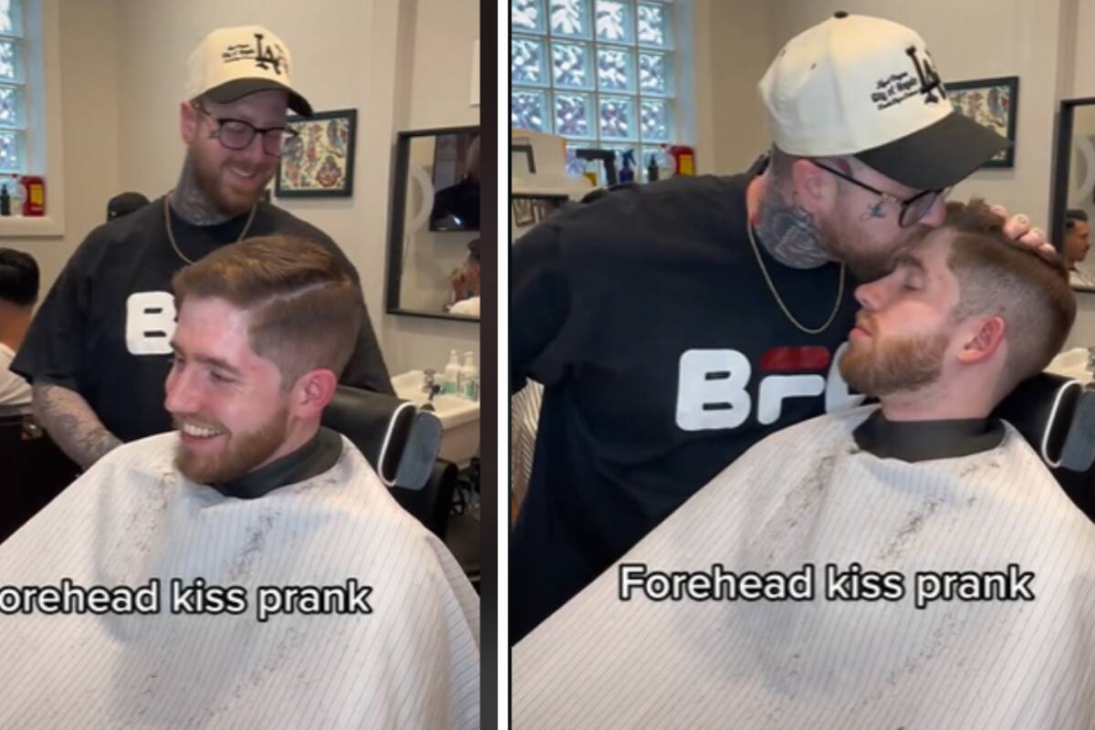 VIRAL: ¡Excelente servicio! Barbero besa en la frente a sus clientes cuando acaba el corte de pelo