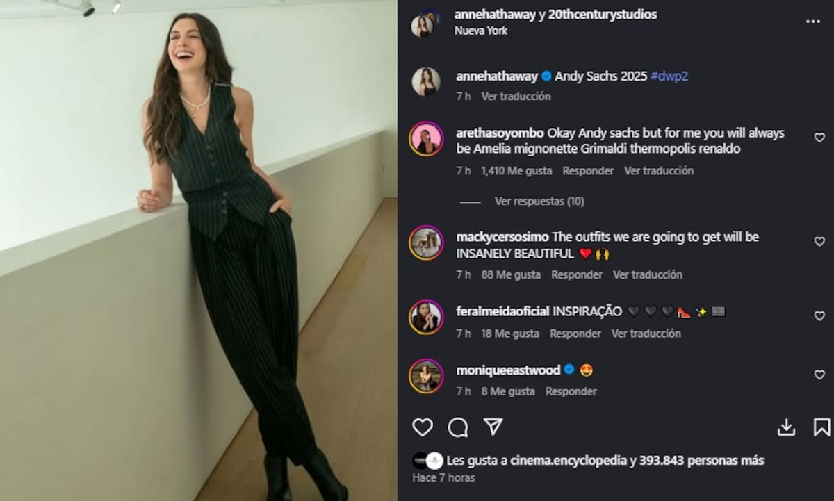 Primer vistazo de Anne Hathaway regresa como Andy Sach / Instagram @annehathaway