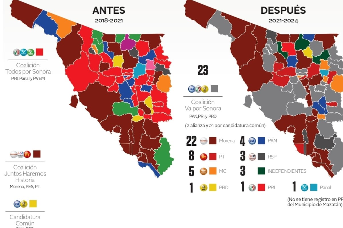 Elección 2021: Cambia el mapa político de los municipios de Sonora