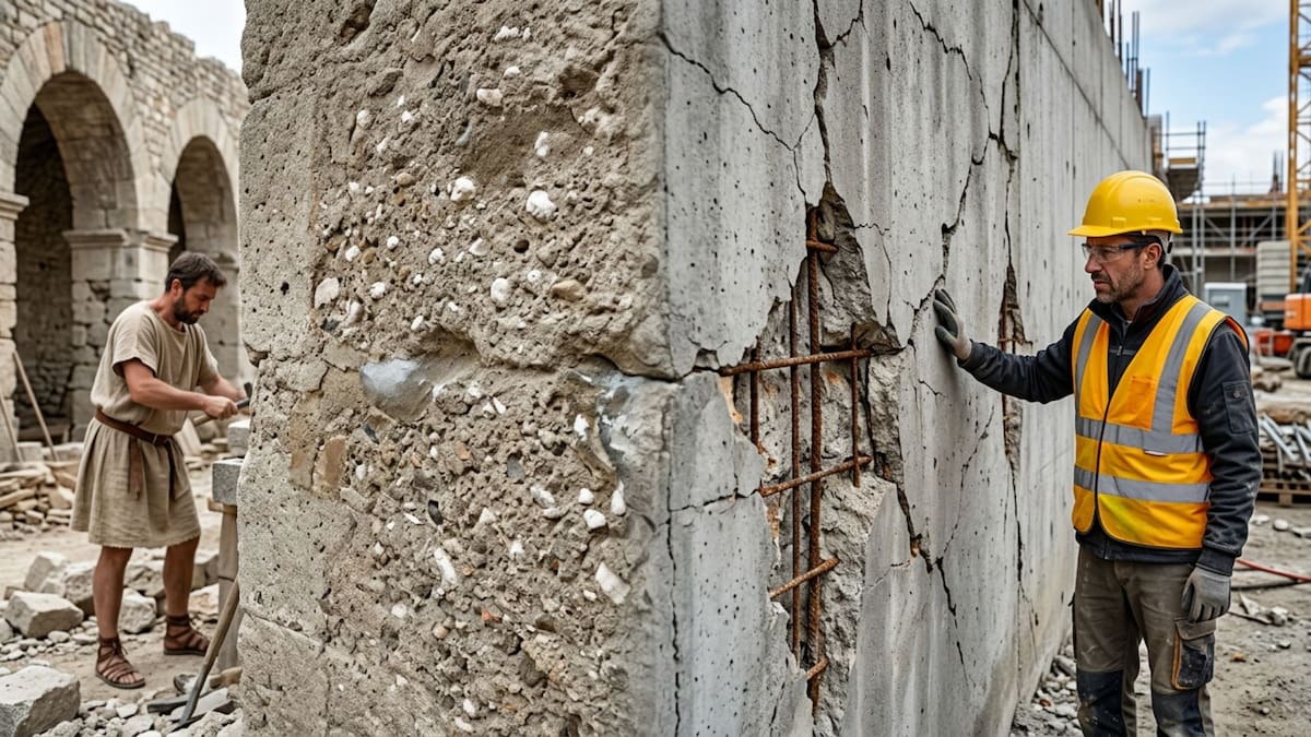 Estudios del MIT confirmaron que el concreto romano podía sellar sus propias grietas al contacto con el agua gracias a pequeños depósitos de cal integrados en la mezcla.