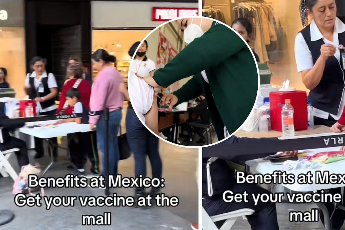 Canadiense se sorprendió al ver un puesto de vacunación en un centro comercial de México, graba video que se hizo viral en TikTok
