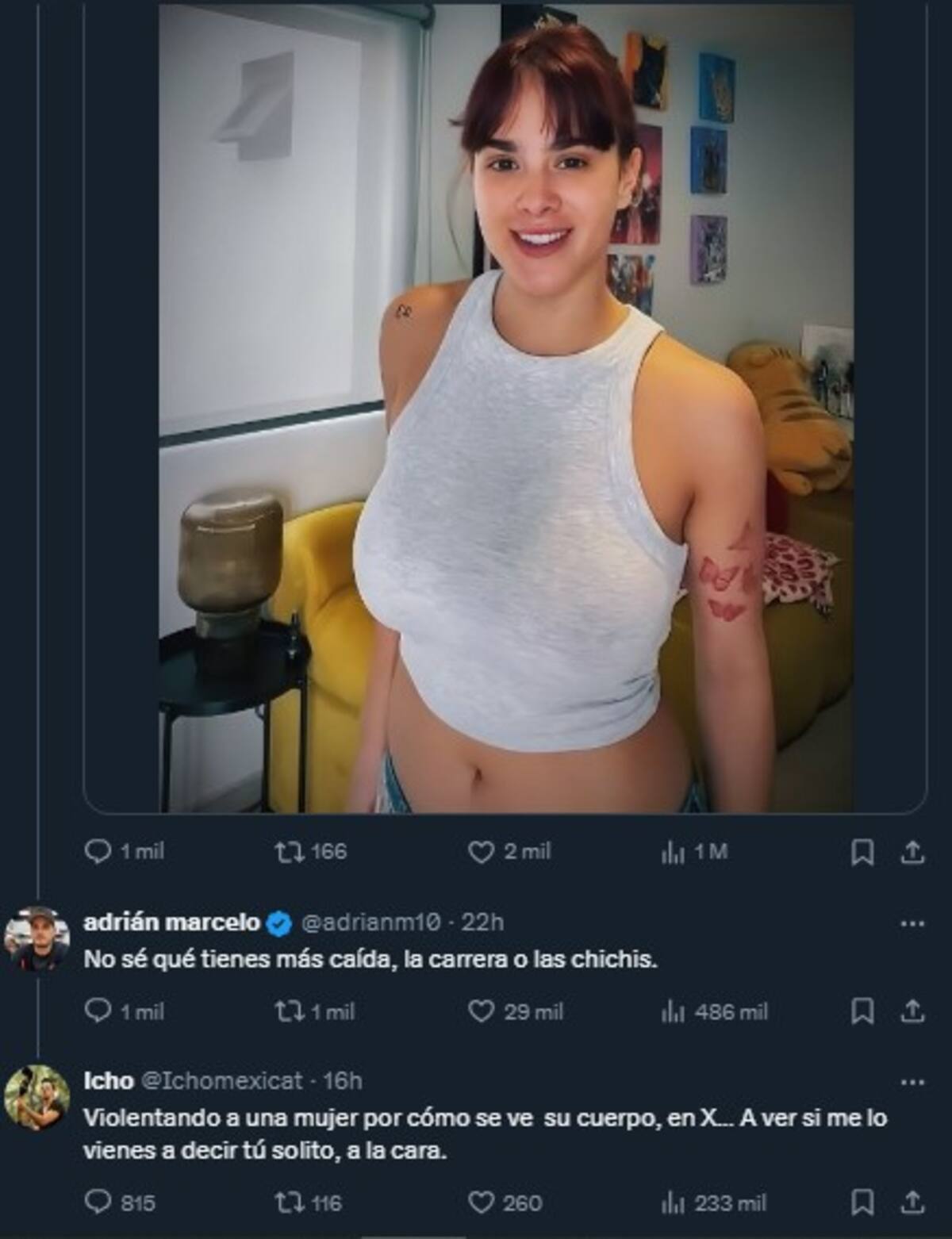 Icho defiende a Gala de los comentarios de Adrián Marcelo / Cuenta de X: @GalaMontes2