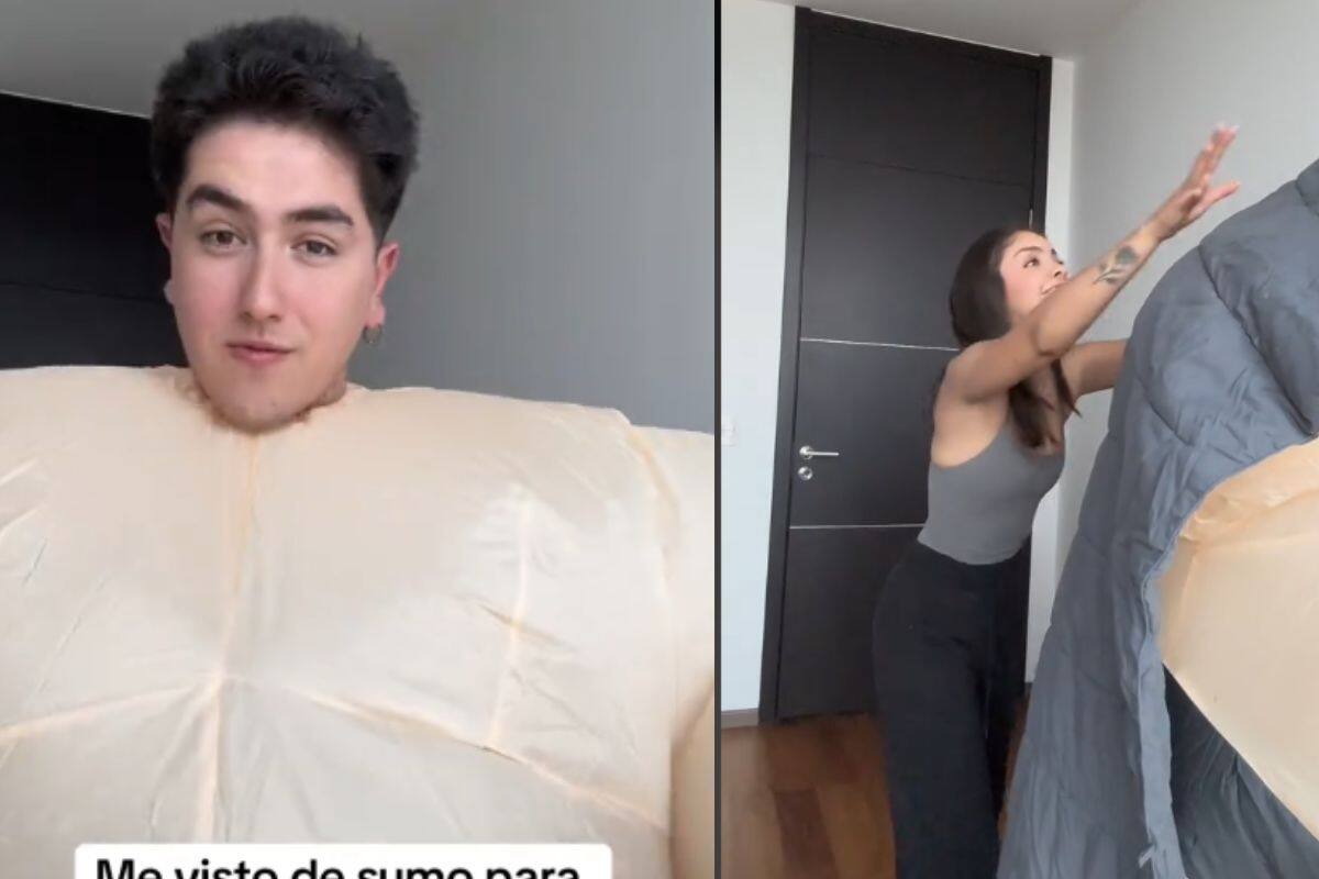 Hombre se viste de sumo para llevar a su novia por sushi