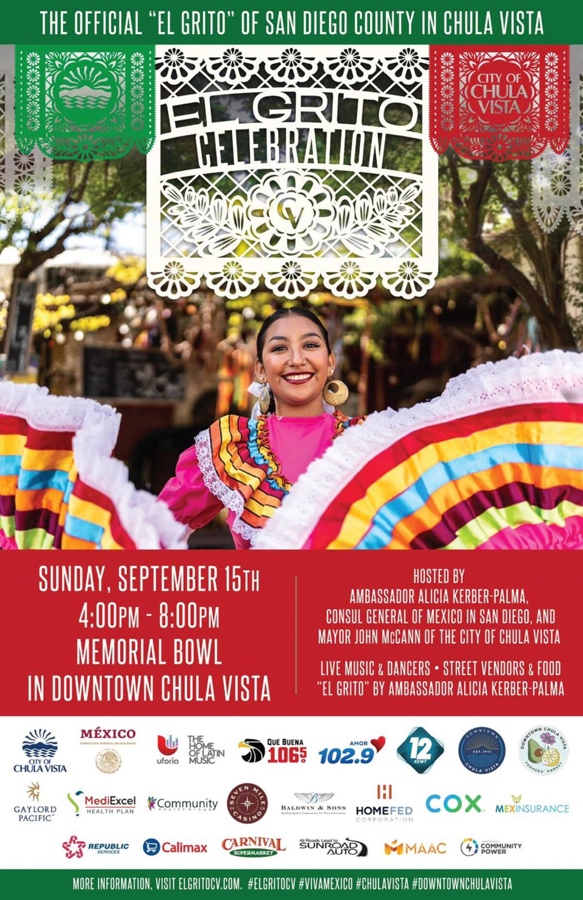 Ceremonia del grito de Independencia en San Diego.