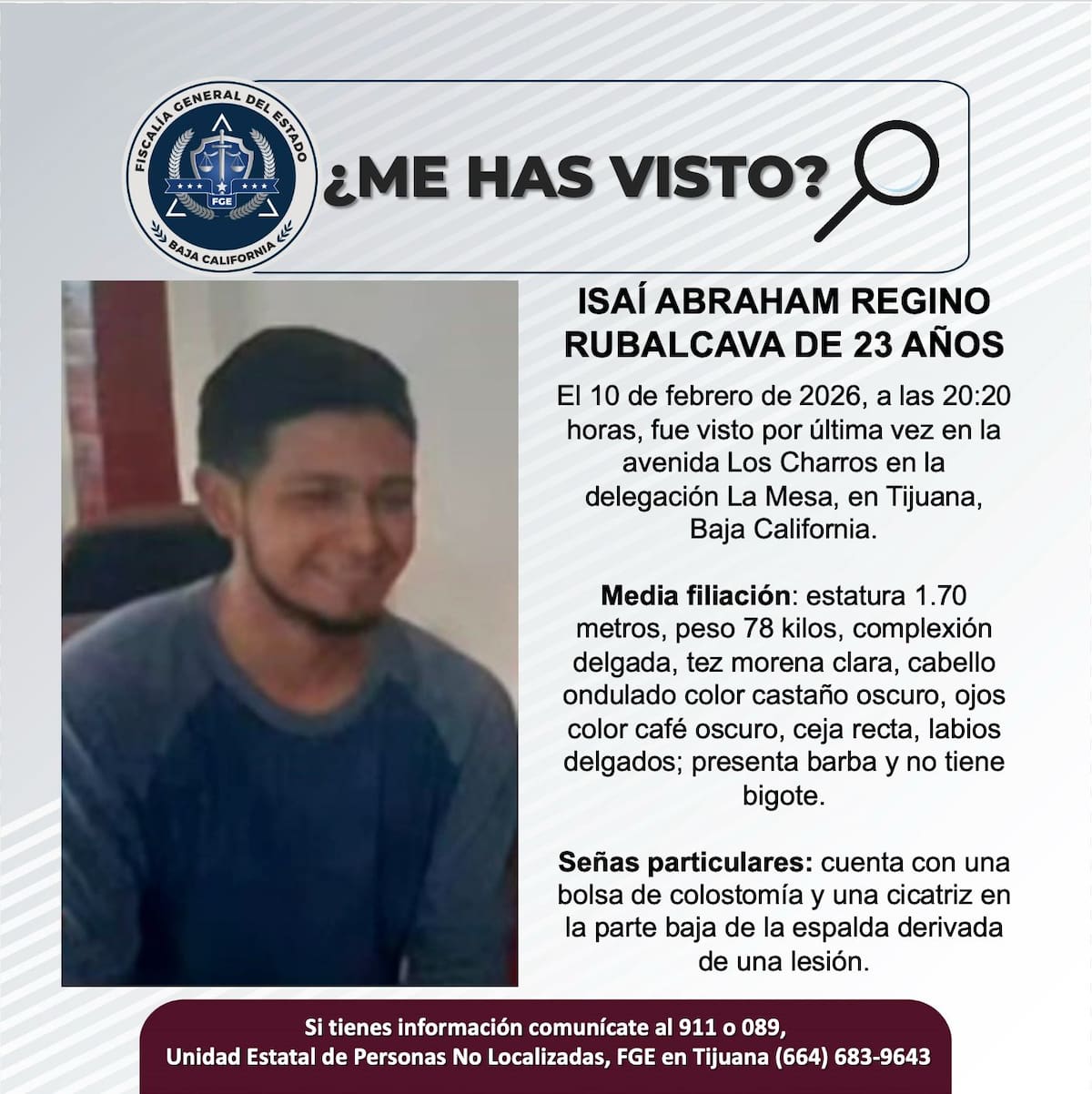 Fue visto por última vez el 10 de febrero de 2026