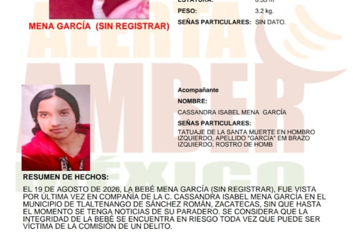 Se busca a Mena García, bebé de un mes
