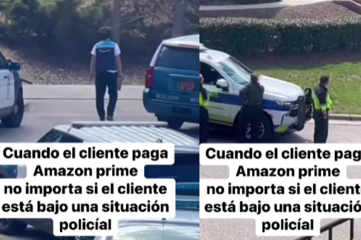 Empleado de Amazon entrega paquete en plena escena de investigación policial y se vuelve viral
