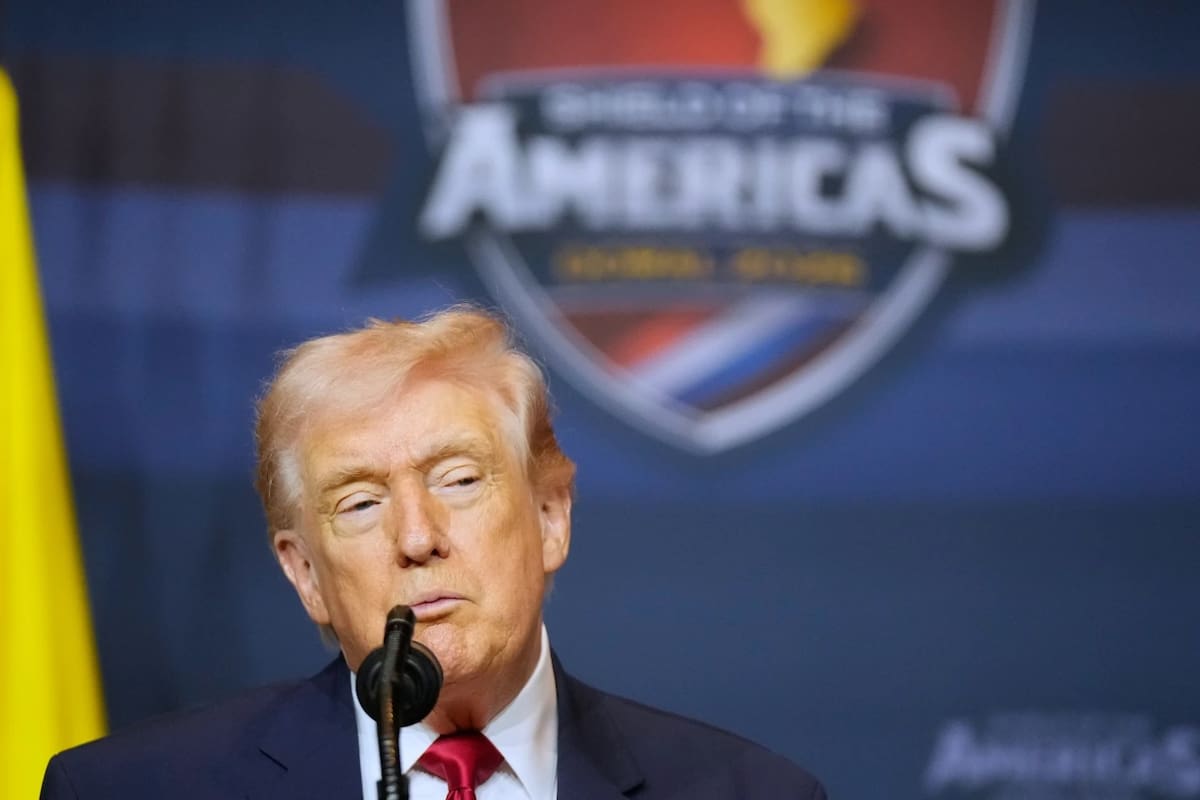 Donald Trump en la Cumbre de líderes latinoamericanos donde presentó su iniciativa "Escudo de las Américas". | Crédito: AP