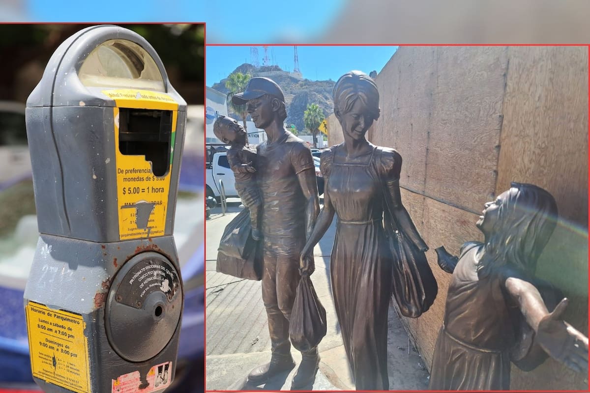 Vandalizan parquímetros, estatuas y edificios en el Centro de Hermosillo