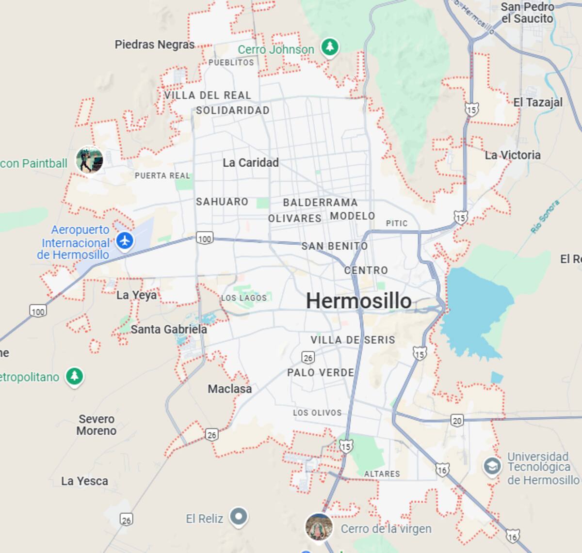 Mapa de Hermosillo, Sonora. / Google Maps.