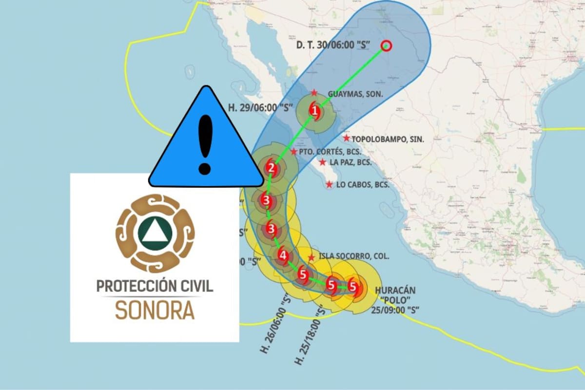 Sonora activa Alerta Azul por huracán Polo categoría 5: qué significa y cuál es la situación actual del ciclón en el Pacífico mientras Protección Civil vigila su evolución