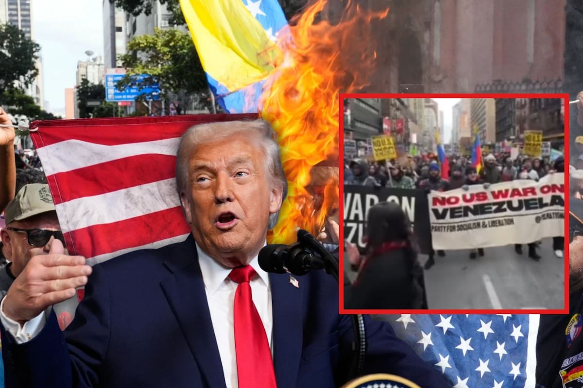 Mientras Trump ejecutaba la “ilegal” intervención en Venezuela para capturar a Nicolás Maduro, miles de neoyorquinos se manifestaron en el Times Square (VIDEO)