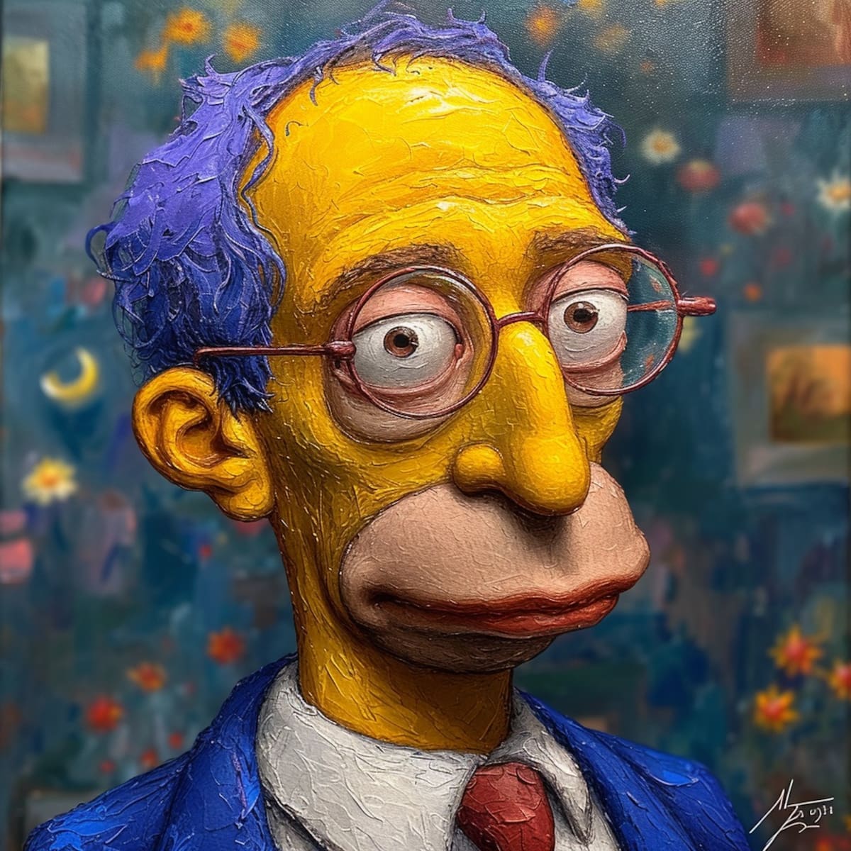 El inseparable amigo de Bart, Milhouse, se proyecta en el futuro con un toque de madurez según la inteligencia artificial.