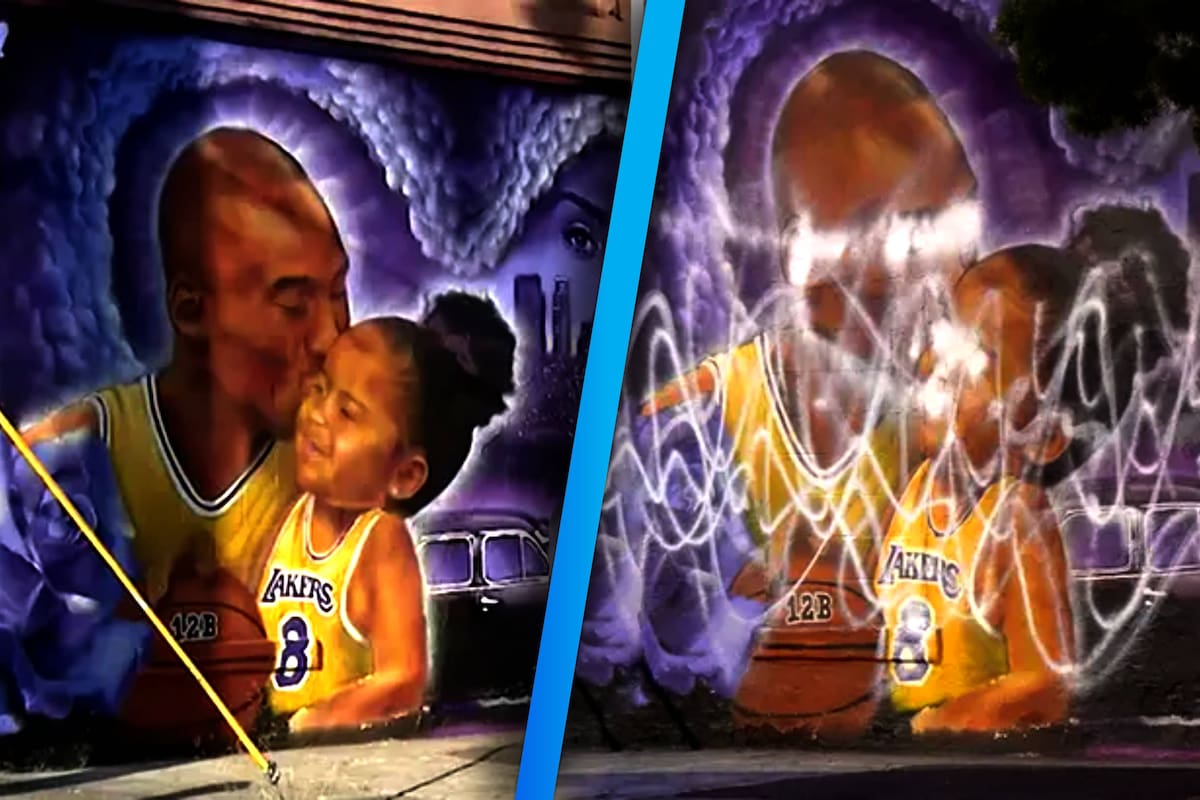 Vandalizan mural de Kobe Bryant y su hija Gianna en el centro de Los Ángeles