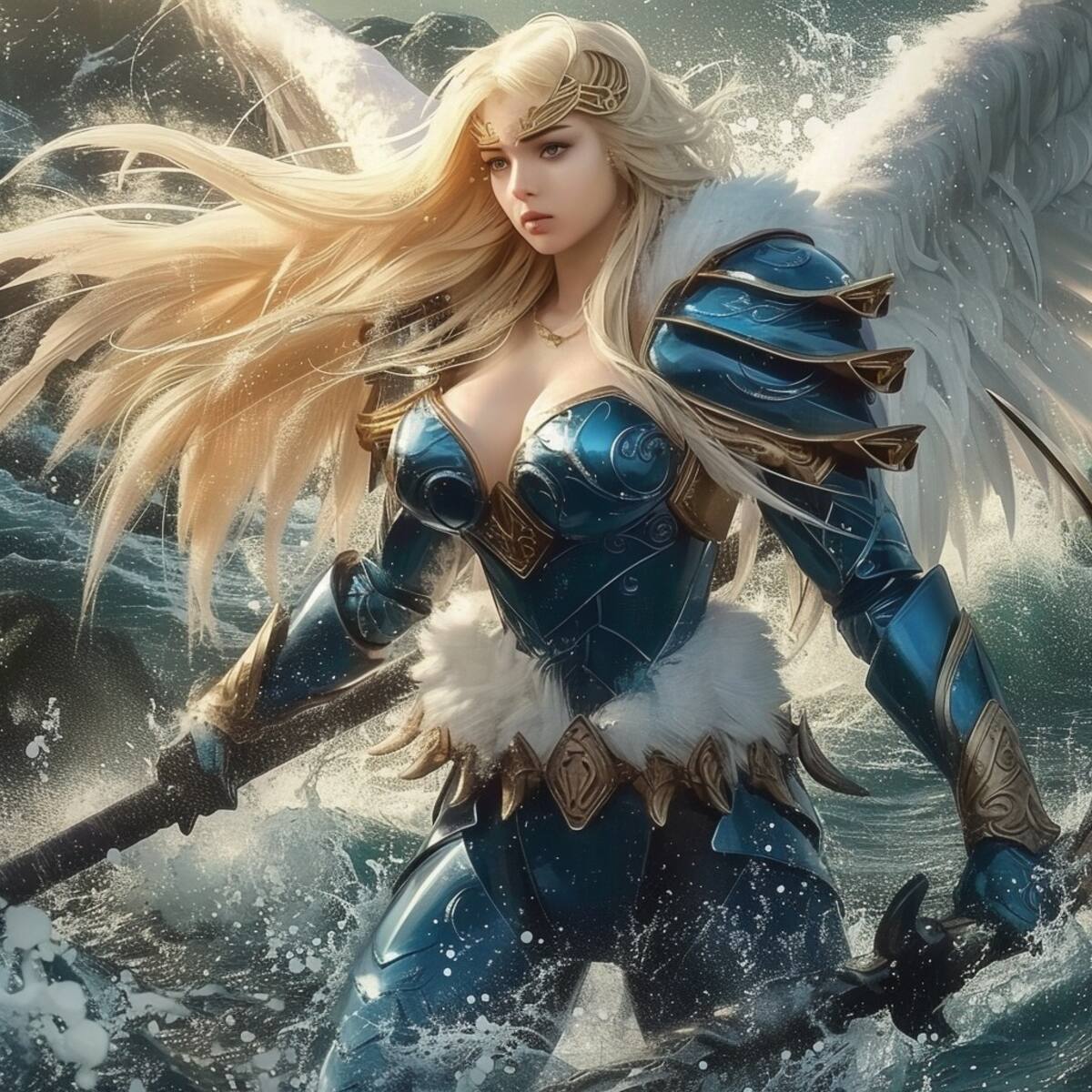 Explora el lado más impactante de Marin de Águila con esta interpretación moderna de la inteligencia artificial, destacando su carácter fuerte y decidido.