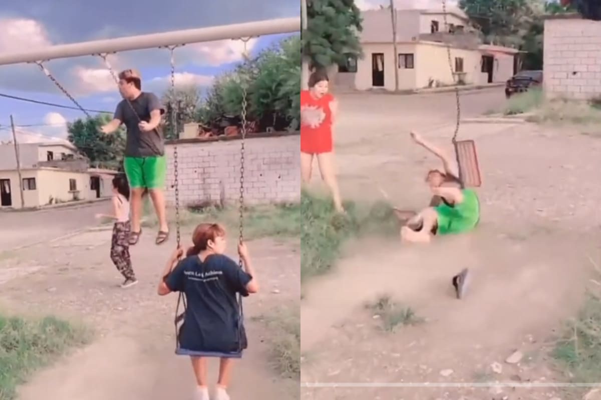 Joven sufre tremendo accidente al caerse de un columpio (VIDEO)