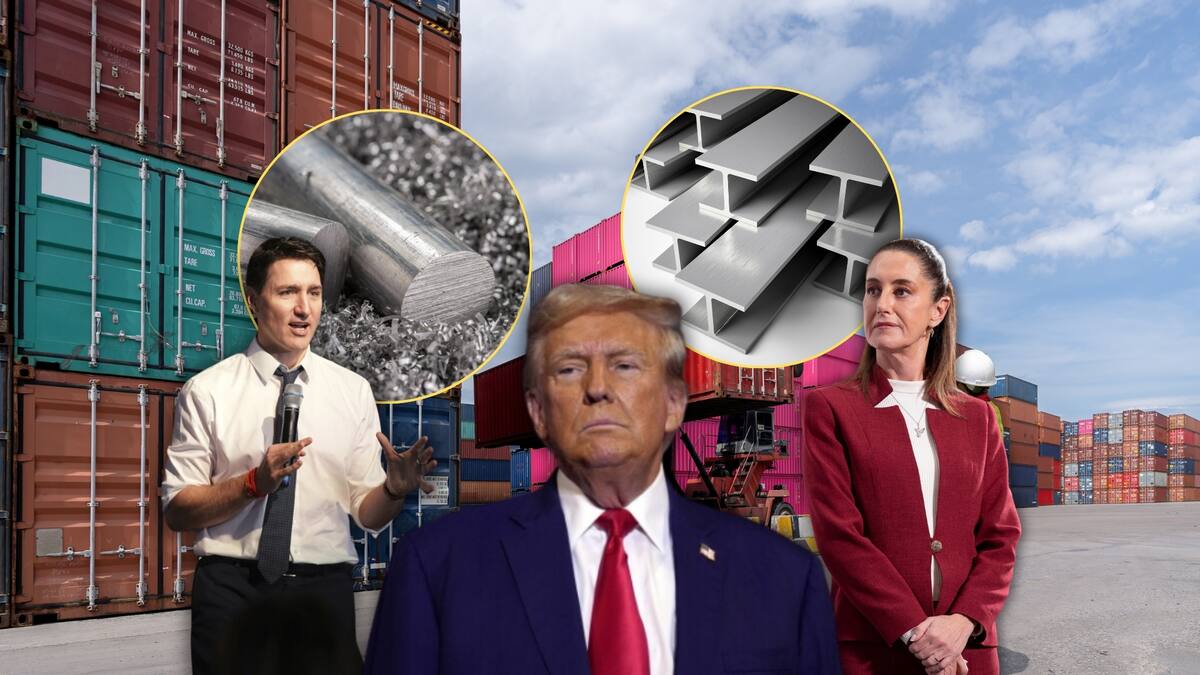 Nuevos aranceles de Trump al acero y aluminio podrían afectar a México y Canadá. Foto: Especial (AP/Presidencia | Editada en Canva)