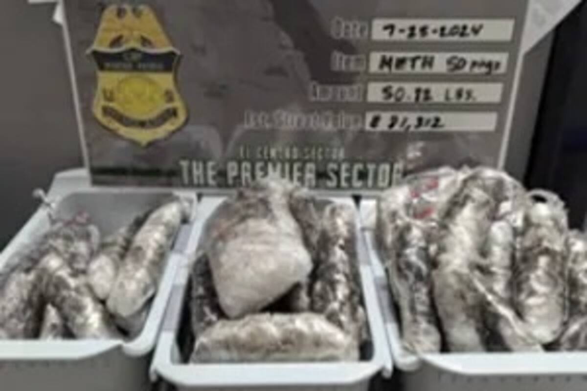 Mujer llevaba 23 kilos de metanfetamina en su auto, en Indio