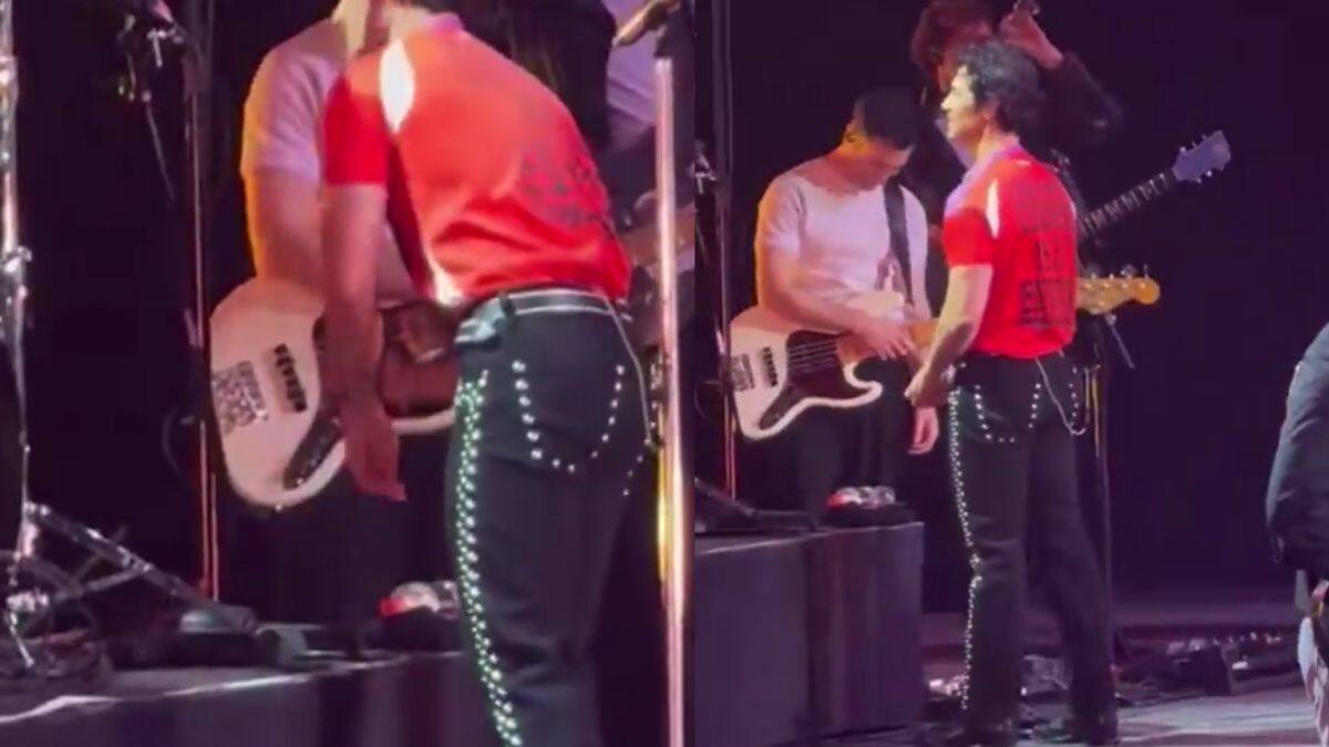 Joe Jonas se lava las manos tras tocar a fans en pleno concierto de Jonas Brothers en Santiago