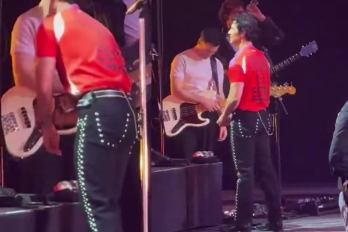 Joe Jonas se lava las manos tras tocar a fans en pleno concierto de Jonas Brothers en Santiago