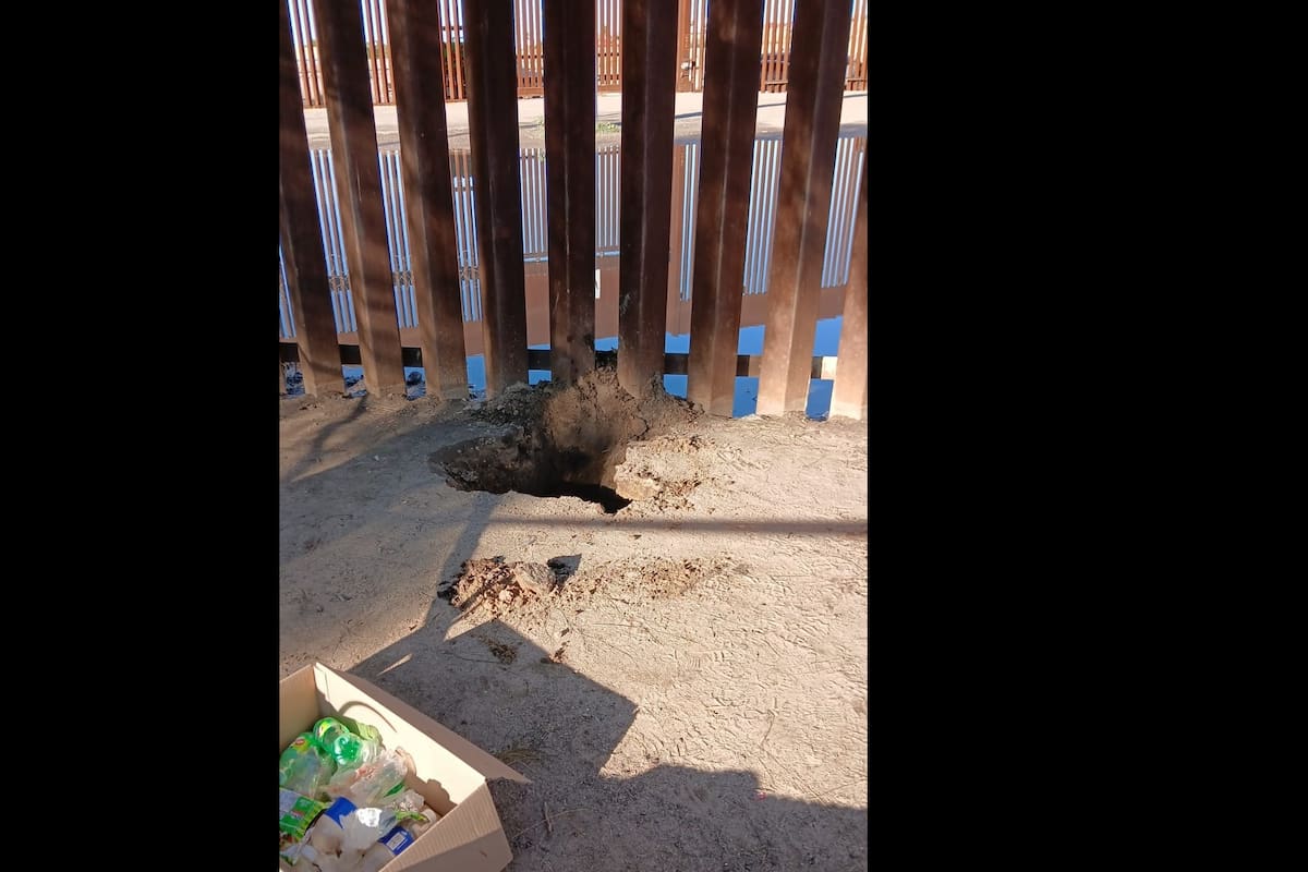 Aparece socavón pegado a la línea fronteriza