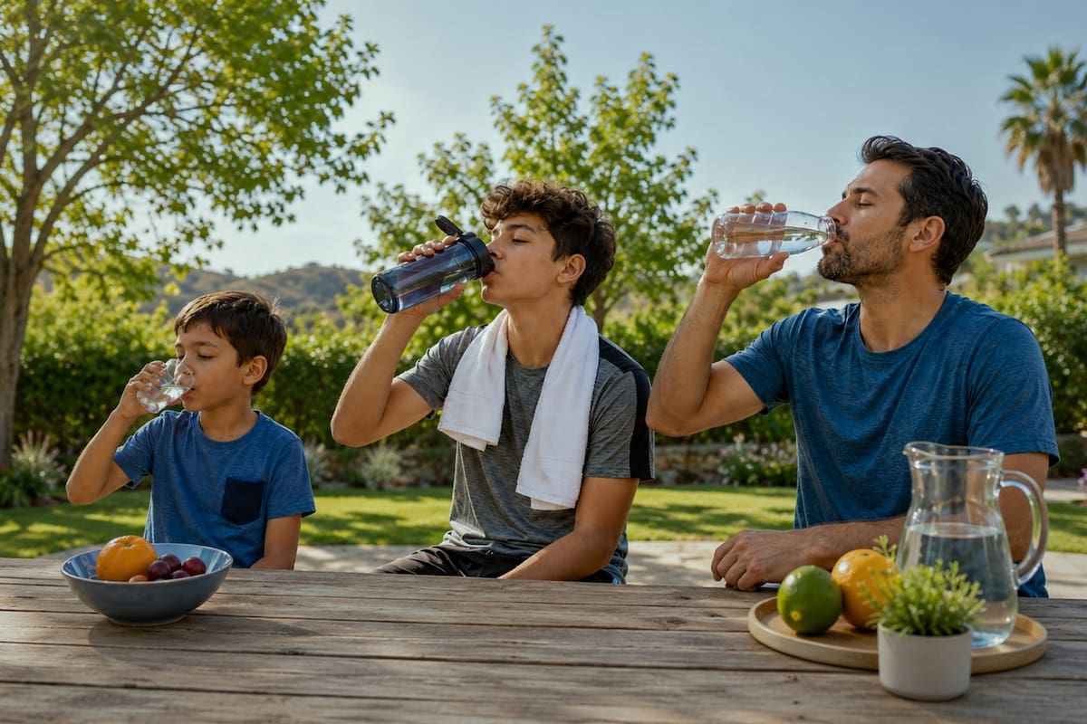 Mientras los niños deben tomar entre 1.3 y 1.7 litros de agua al día, los adolescentes necesitan más de 2 litros y los adultos pueden requerir hasta 3.7 litros para evitar deshidratación