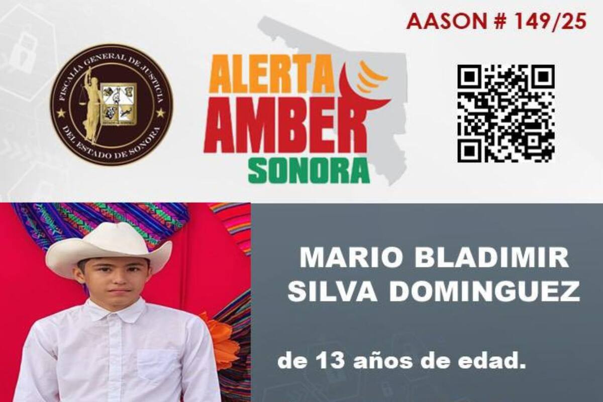 Alerta AMBER: Solicitan ayuda para localizar a Mario Bladimir Silva Domínguez de 13 años