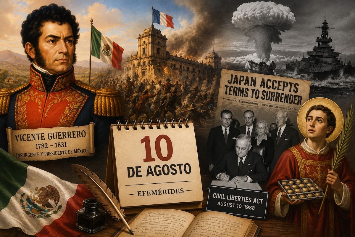 10 de agosto: la fecha que une a Vicente Guerrero, Japón, San Lorenzo y la Revolución Francesa