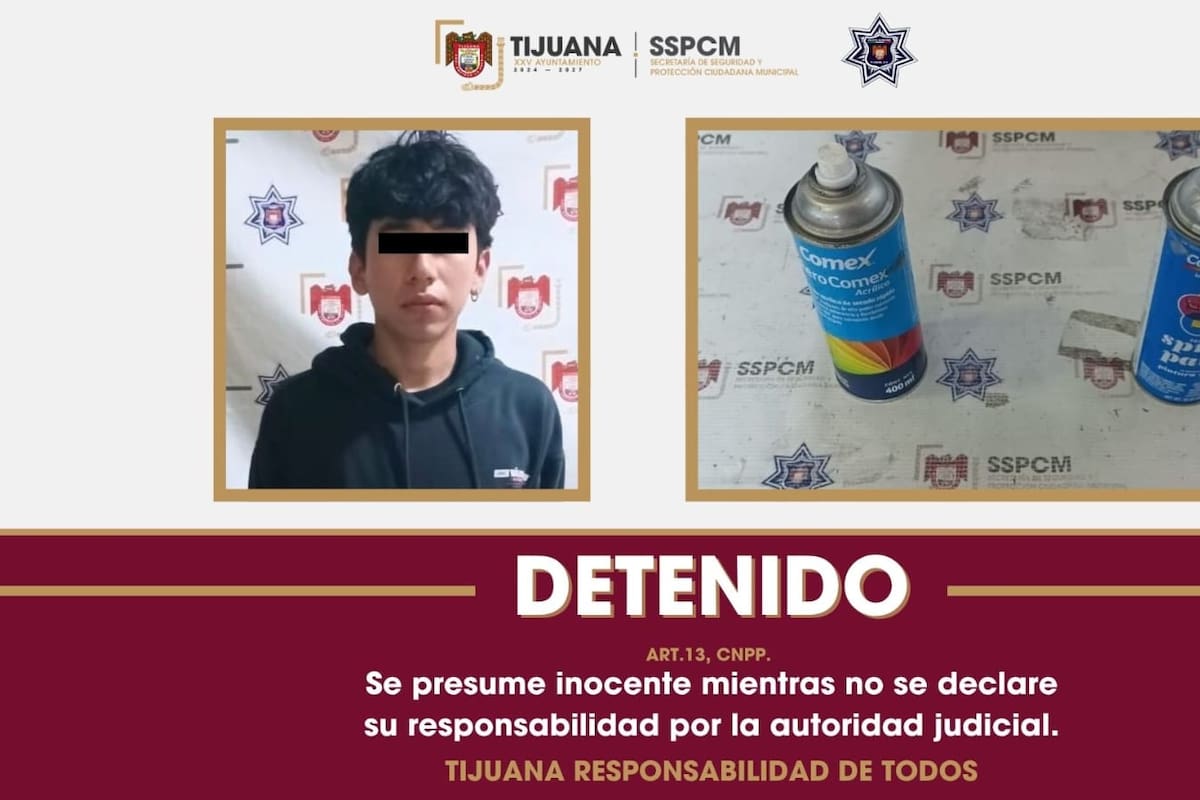 Detienen a joven por presuntos daños con grafiti en el Parque de la Amistad de Tijuana