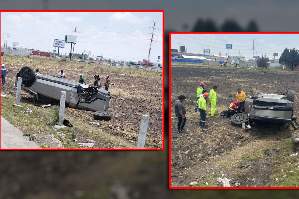 Joven resulta lesionada al perder el control y volcar su Tesla Cybertruck en Toluca