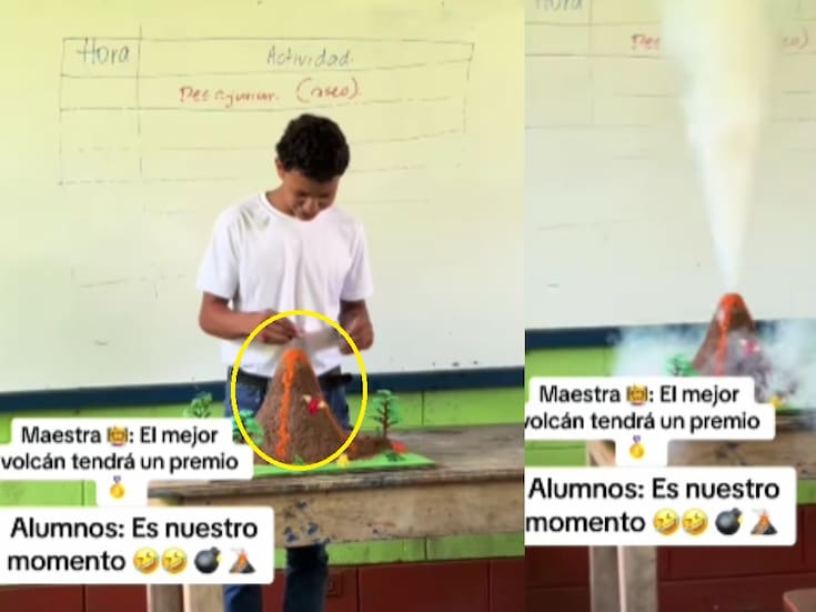 Joven se vuelve viral por crear volcán para proyecto escolar que realmente explotó