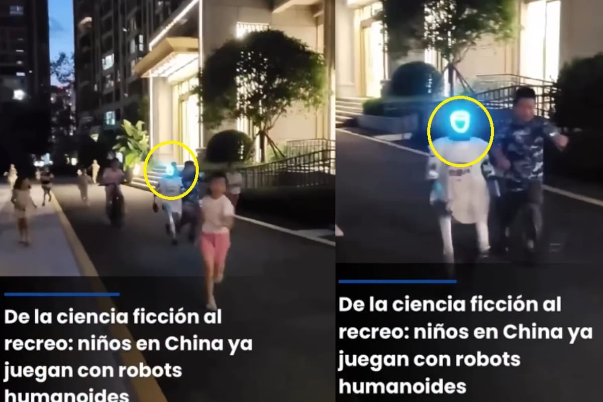 Viral: en China, niños juegan a las atrapadas en la calle con robots humanoides