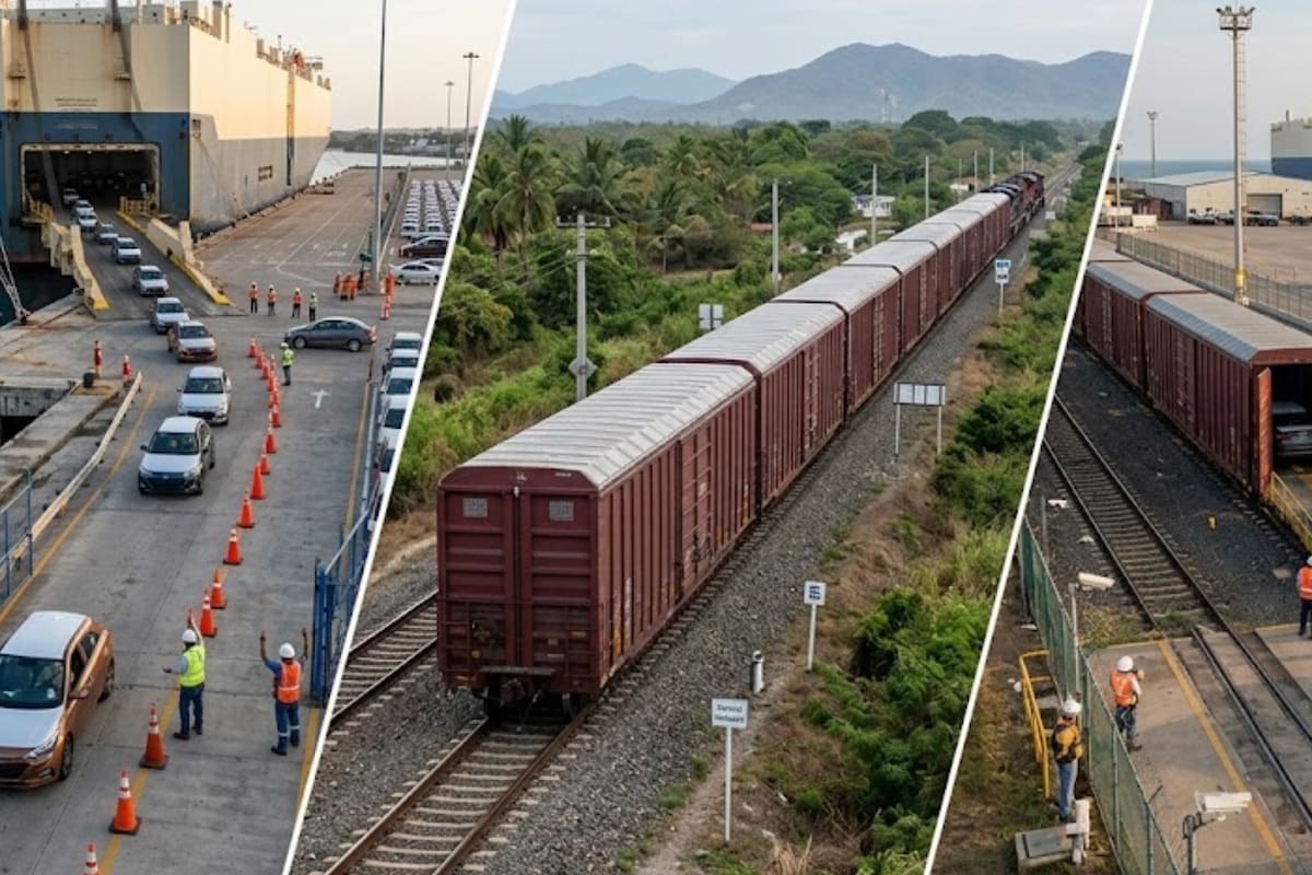 Tres mil autos Hyundai llegaron de Corea a Oaxaca y cruzarán México en tren hasta Veracruz antes de seguir a Estados Unidos: la operación que pone a prueba al Corredor Interoceánico
