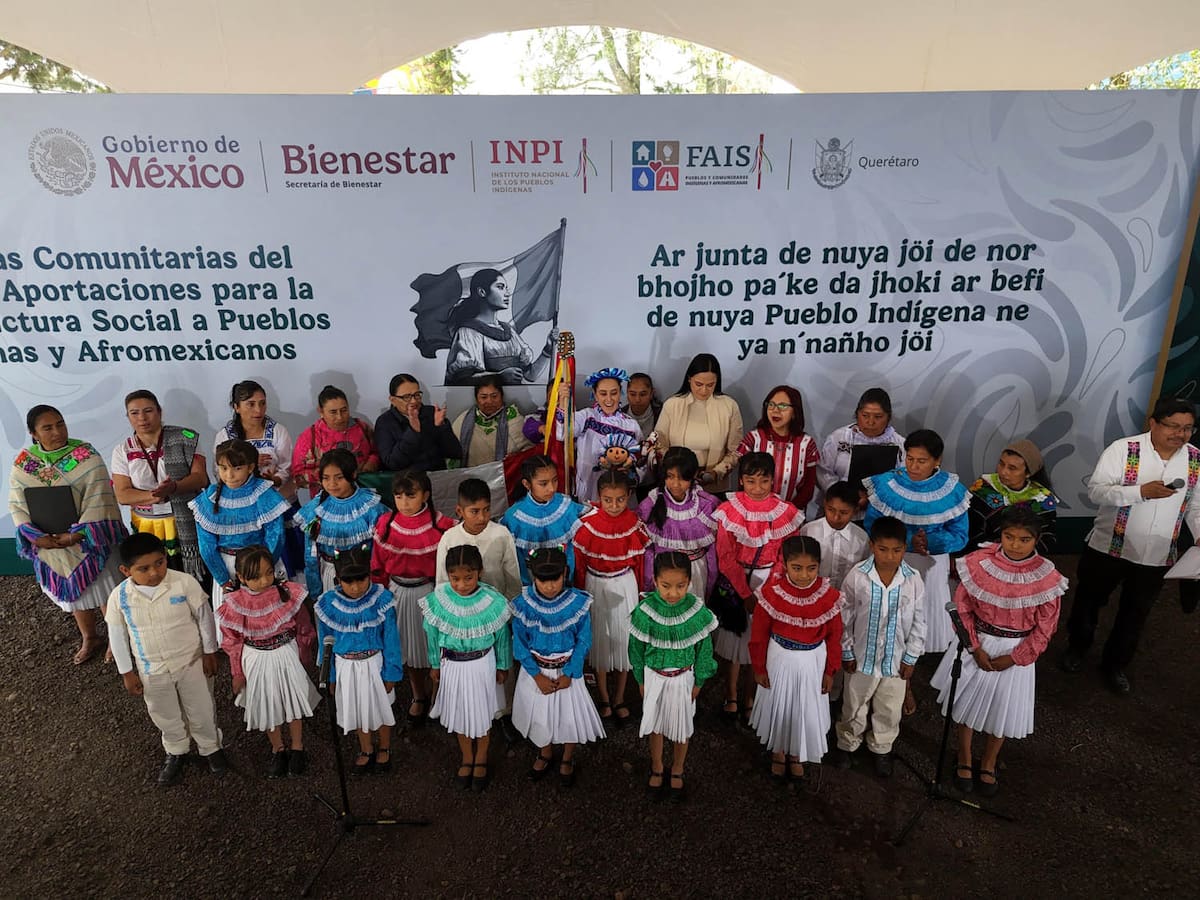 Amealco, Querétaro, México. 3 de agosto 2025. La presidenta constitucional de los Estados Unidos Mexicanos, la Doctora Claudia Sheinbaum Pardo en Asamblea del Fondo de Aportaciones para la Infraestructura Social para Pueblos y Comunidades Indígenas y Afromexicanas (FAISPIAM). Foto: Gabriel Monroy /Presidencia