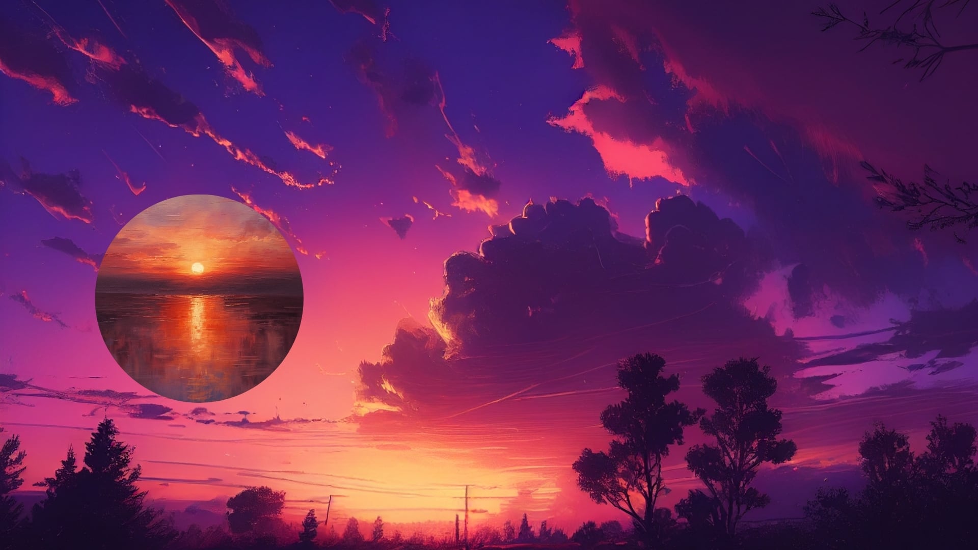 Puesta de sol púrpura